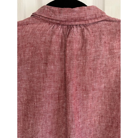 JONES NEW YORK Linen Tunic Shirt Red Size L Long Sleeve Flowy Whimsy Romantic - Picture 9 of 9